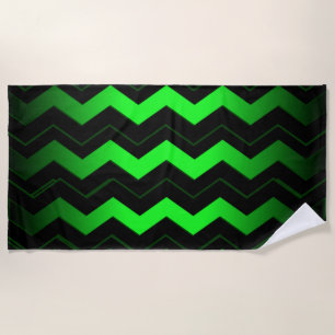 Green and Black Accent on Bright Green Beach Towel