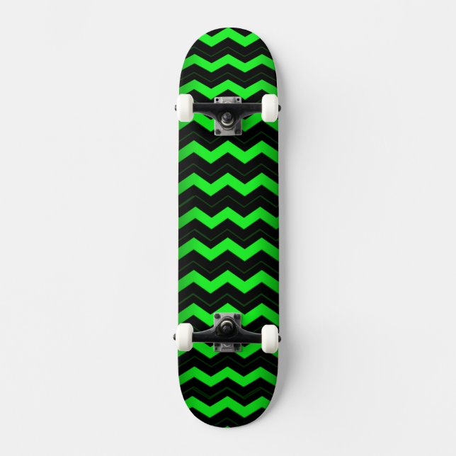 Green and Black Accent on Bright Green Skateboard (Front)