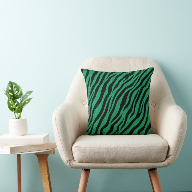Green and Black Animal Print Cushion (Chair)