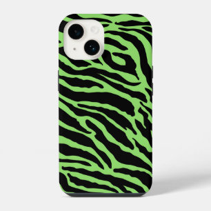 Green and Black Animal Print Stripes  iPhone 14 Case