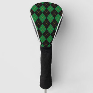 Green and Black Argyle Pattern Golf Head Cover