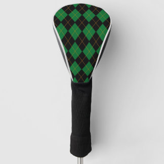 Green and Black Argyle Pattern Golf Head Cover