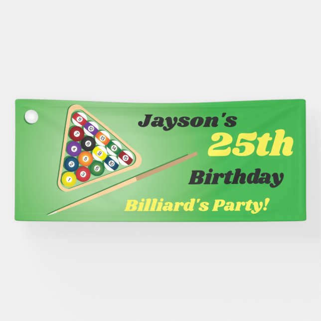 Green and Black Billiards Pool Party  Banner (Horizontal)