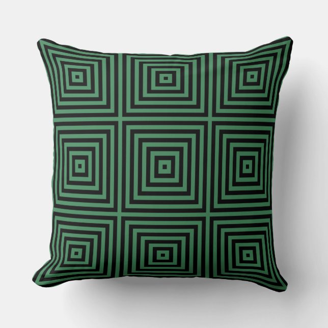 Green And Black Box Pattern - Throw Pillow (Front)