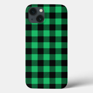 Green and Black Buffalo Check Gingham Holiday Cas iPhone 13 Case