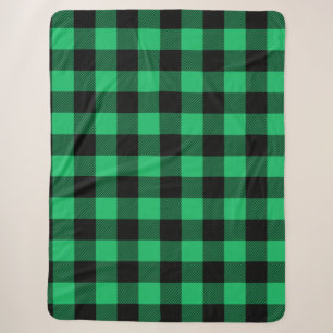 Green and Black Buffalo Check Gingham Holiday S Sherpa Blanket