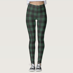 Green and Black Buffalo Check Lumberjack Leggings