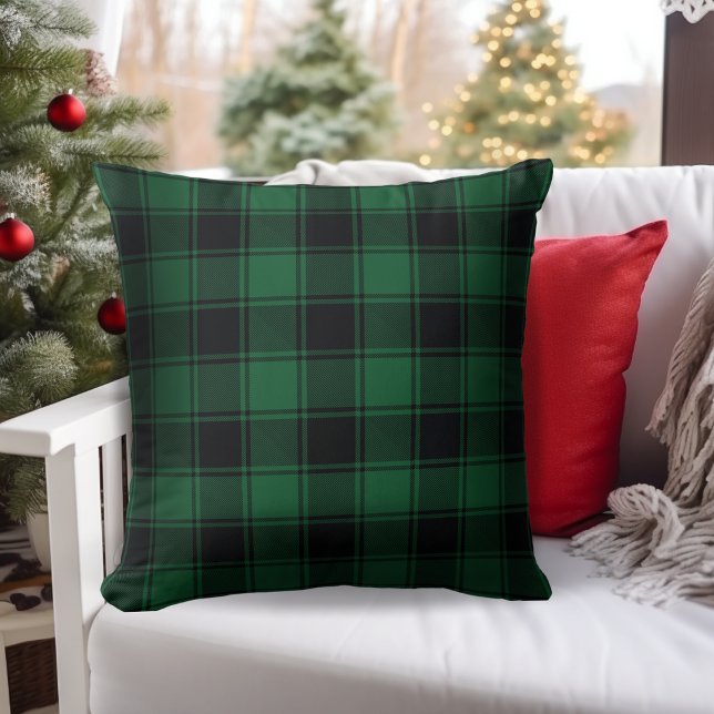 Green and Black Buffalo Tartan Plaid Cushion (Green and Black Buffalo Tartan Plaid Throw Pillow for your Christmas Holiday Decor)