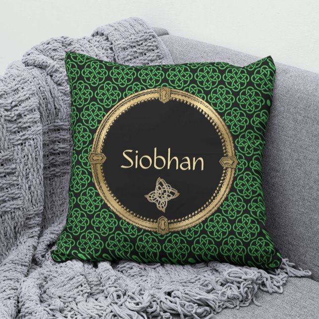 Green and Black Celtic Knot Personalised Throw Pil Cushion (Creator Uploaded)
