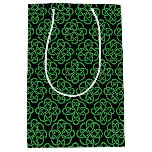Green and Black Celtic Shield Knot Medium Gift Bag