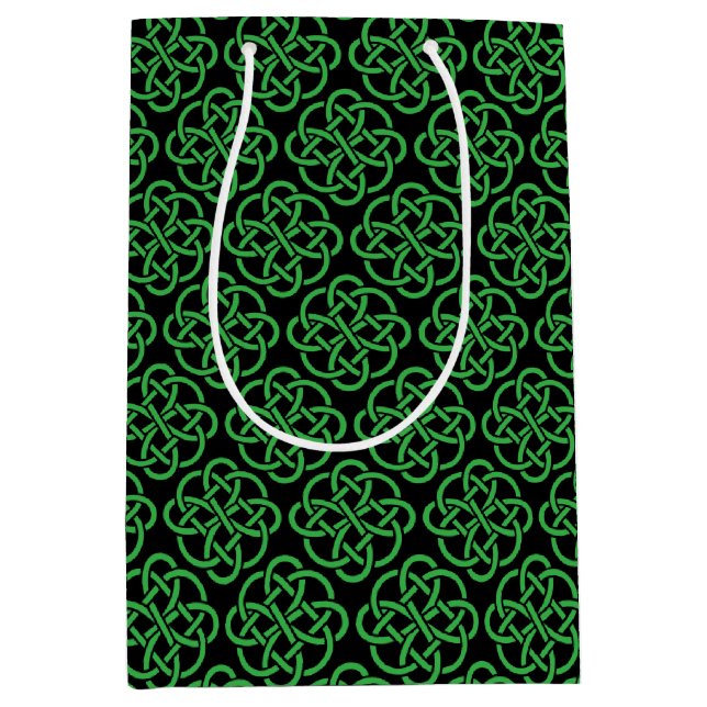 Green and Black Celtic Shield Knot  Medium Gift Bag (Front)
