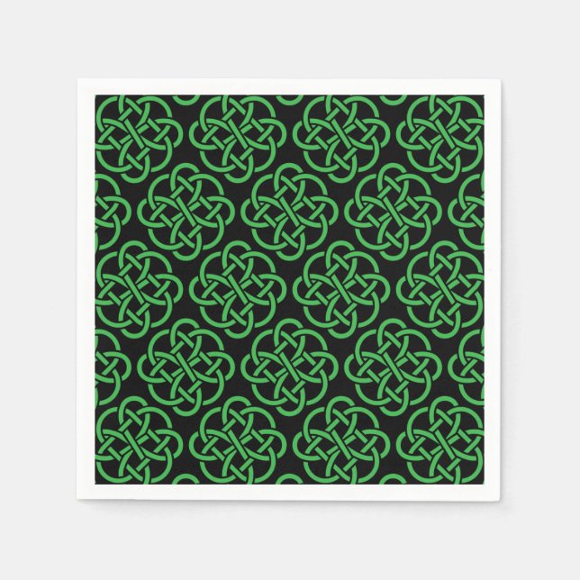 Green and Black Celtic Shield Knot   Napkin (Front)