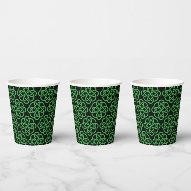 Green and Black Celtic Shield Knot   Paper Cups (Multi)