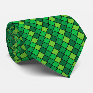 Green and Black Checked Necktie
