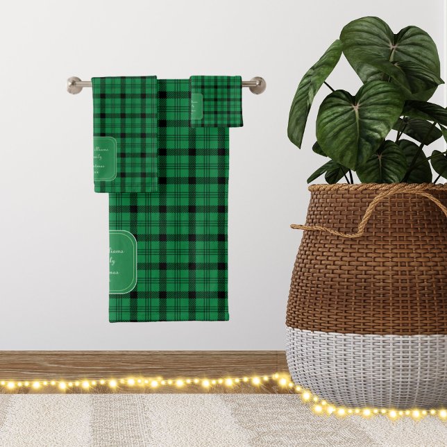 Green and Black - Cosy Plaids Bath Towel Set (Creator Uploaded)