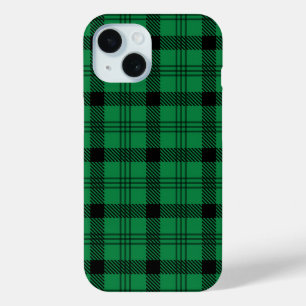 Green and Black Cosy Plaids iPhone 15 Case