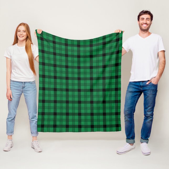 Green and Black Cosy Plaids Fleece Blanket (In Situ)