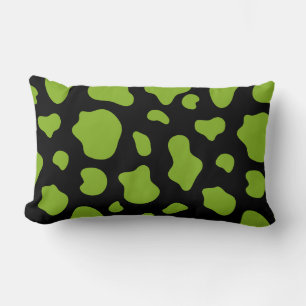 Green And Black Cow Print Decorative Pillow