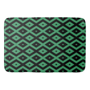 Green and black diamond pattern bath mat