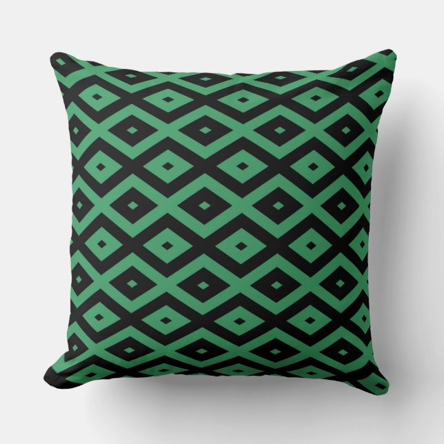 Green and black diamond pattern cushion (Front)