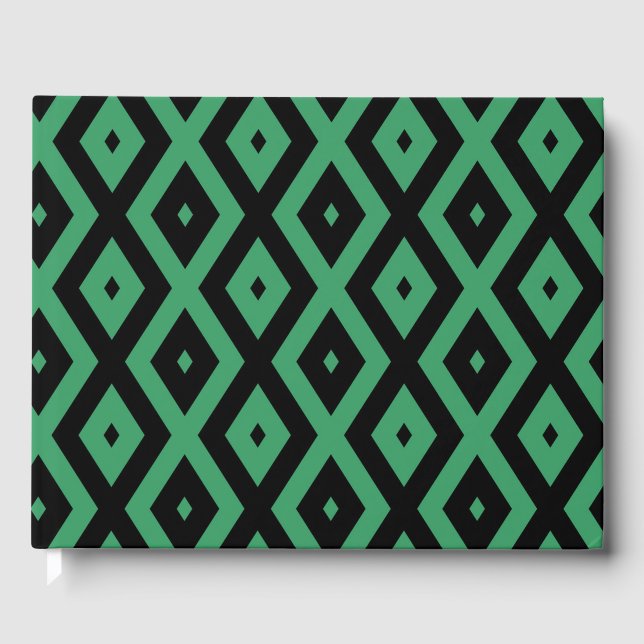 Green and black diamond pattern guest book (Front)