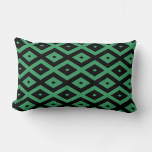 Green and black diamond pattern lumbar cushion