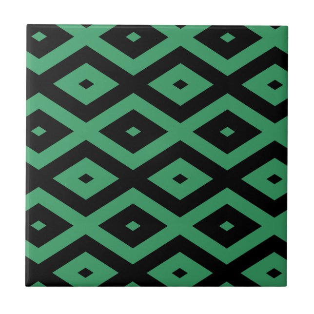 Green and black diamond pattern tile (Front)