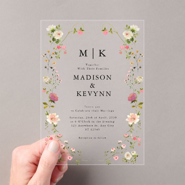 Green and Black Floral Wedding Invitation (Insitu (Handheld))