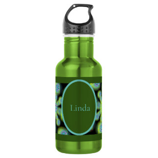 Green and black flower like abstract design 532 ml water bottle