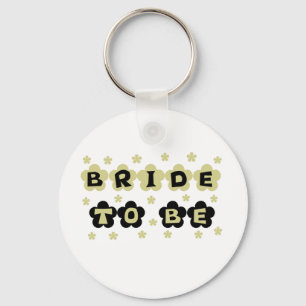 Green and Black Flowers Bride to Be Key Ring