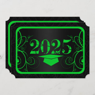 Green and Black Frame Graduation Party Invitation
