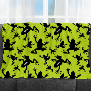 Green and Black Frog Pattern Kids Fleece Blanket