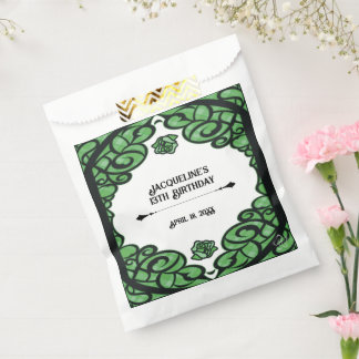 Green and Black Gated Rose Princess Birthday Favour Bags