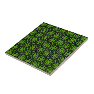 green and  black Geometric   Pattern Tile