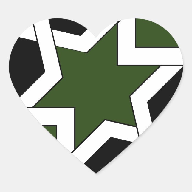 Green and Black Geometry Tile 09 Heart Sticker (Front)