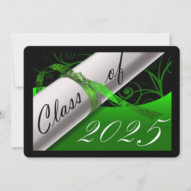 Green and Black Graduation Announcement (Front)