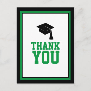 Green and Black Graduation Thank You Postcard
