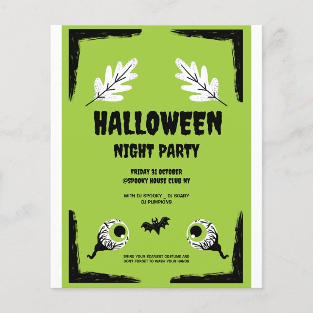 Green and Black Halloween Party,  Halloween Party  Flyer (Front)