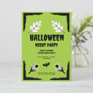 Green and Black Halloween Party,  Halloween Party  Holiday Card