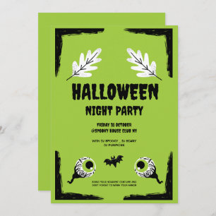 Green and Black Halloween Party,  Halloween Party  Invitation