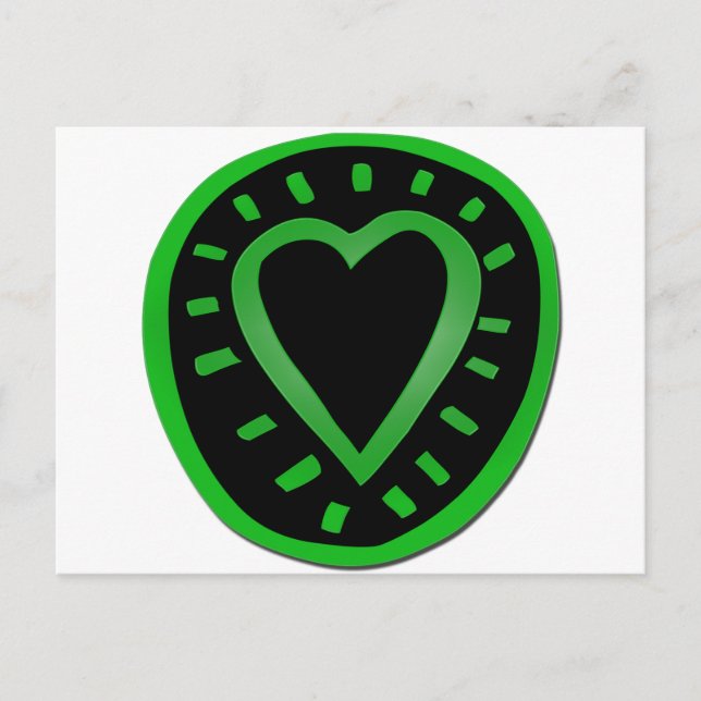Green and black Heart 1 Postcard (Front)