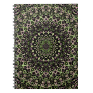 Green and Black Kaleidoscope Mandala Pattern Notebook