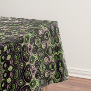 Green and Black Kaleidoscope Mandala Pattern Tablecloth