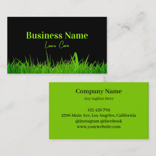 Green And Black Lawn Care Business Card
