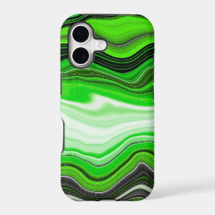 Green and Black Marble like Striped Fluid Art