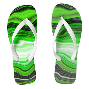 Green and Black Marble like Striped Fluid Art Jandals