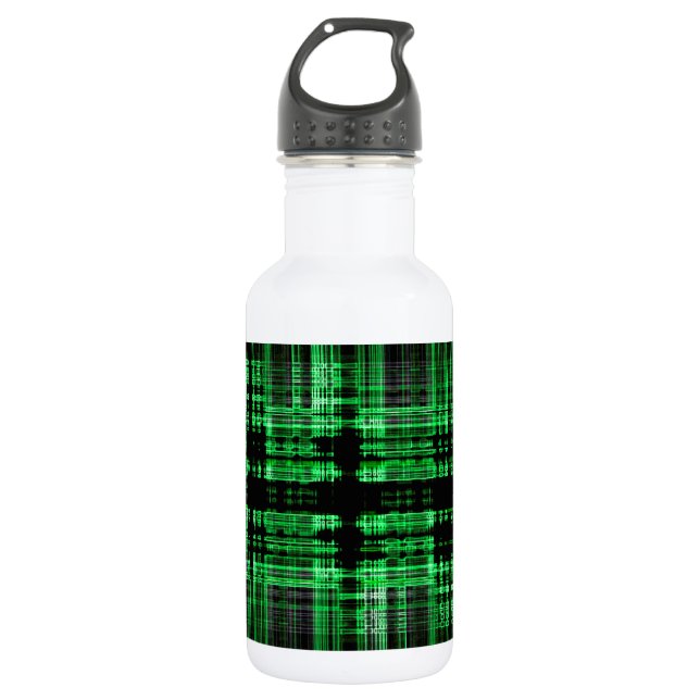 Green and black matrix pattern 532 ml water bottle (Front)