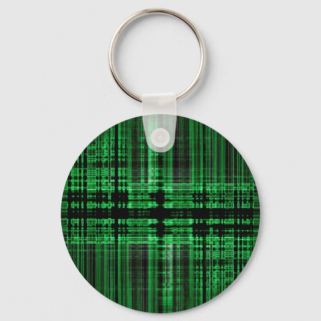Green and black matrix pattern key ring (Front)