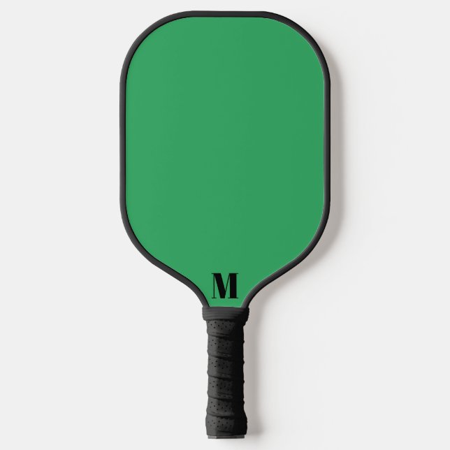 Green and Black Modern Monogram Pickleball Paddle (Front)