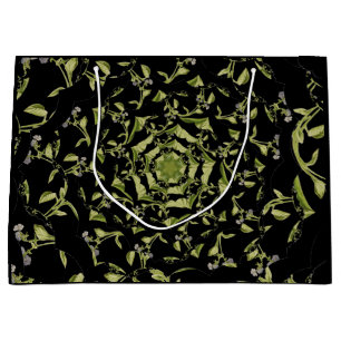 Green and black nature hypnosis fractal large gift bag